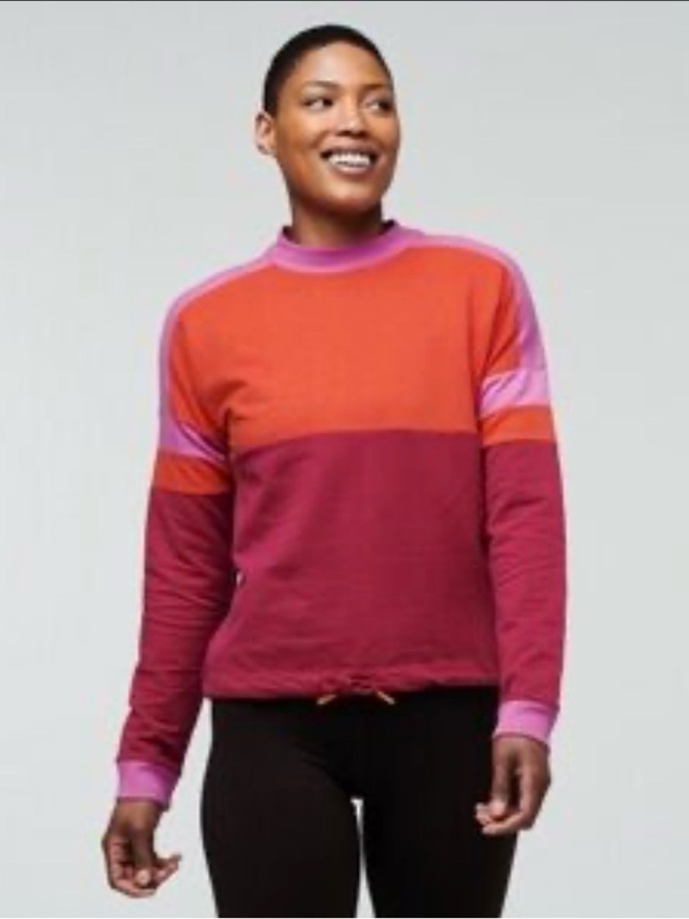 Cotopaxi Bandera Organic  Crewneck Sweatshirt in Red, Burgundy & Pink large